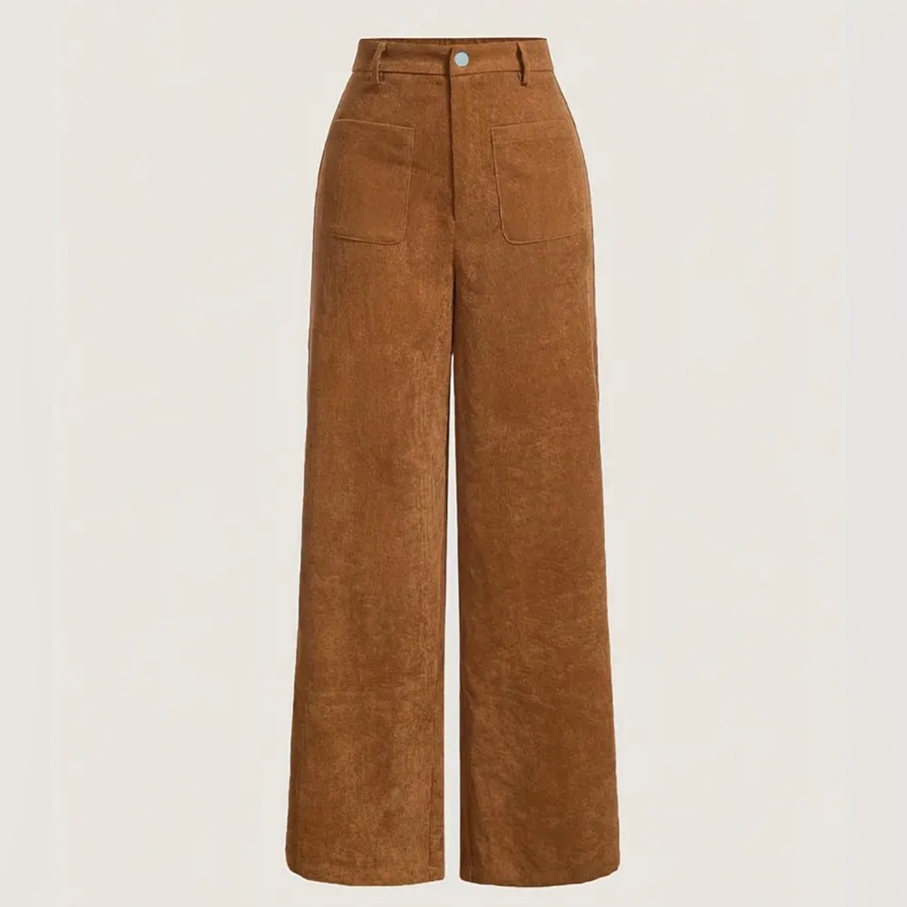 Bronze corduroy straight leg pants
